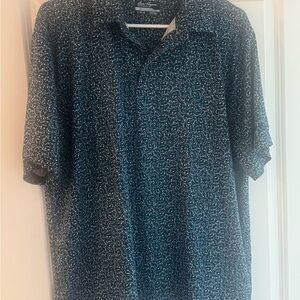 Navy Patterned Golf Shirt